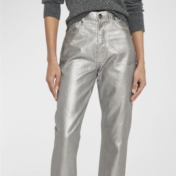 Veronica Beard Daniela Straight-Leg Metallic Jeans size 30 NWT $348 - Picture 5 of 11